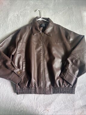 Ashley By 26 International women’s Brown Faux Leather Bomber Jacket
